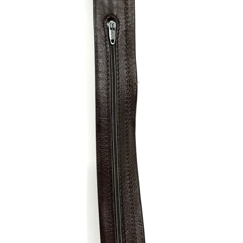 VINTAGE Steerhide leather zipper money belt 1925 brown travel pick‎ pocket 38 95